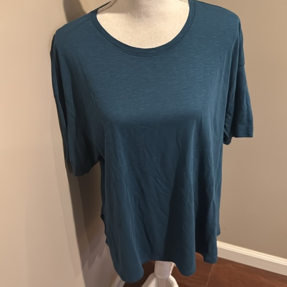Z for Zella NWT Easy Day Slub Tee Shirt in Teal Seagate - Picture 2 of 7